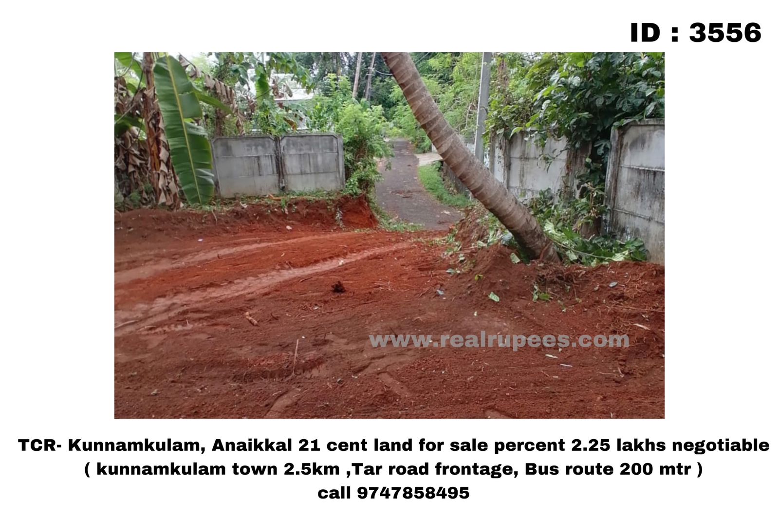 TCR- Kunnamkulam, Anaikkal 21 cent land for sale