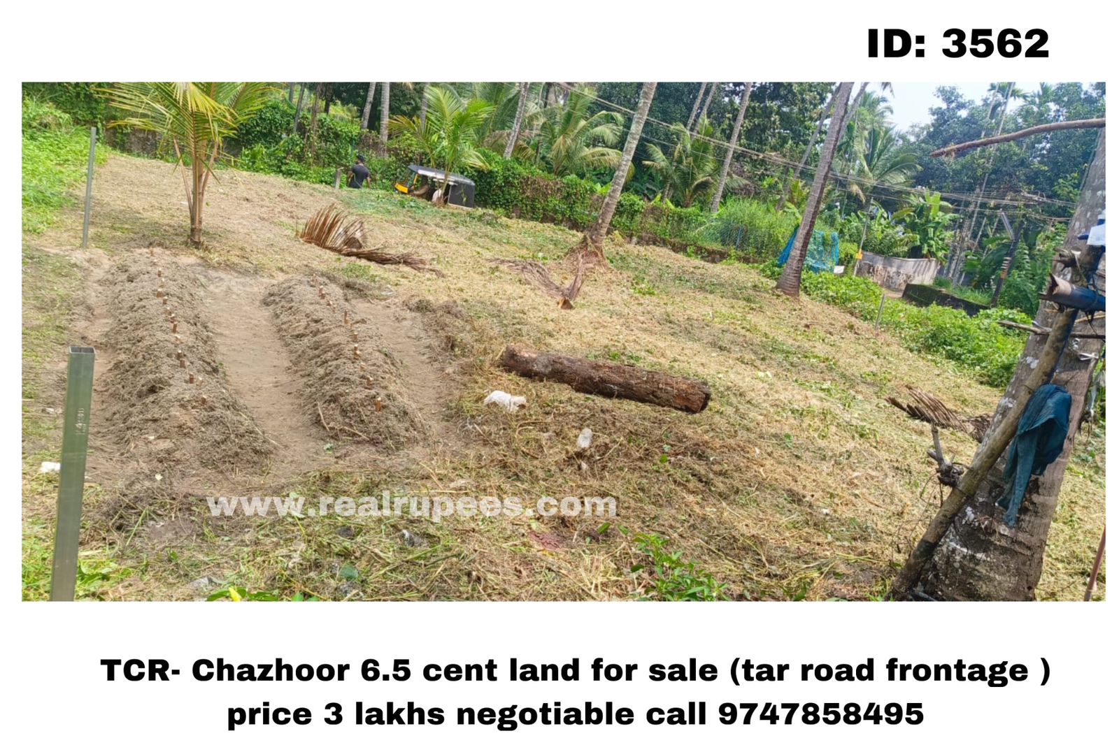 TCR- Chazhoor 6.5 cent land for sale 